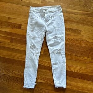 American Eagle Outfitters White Skinny Distressed Jeans